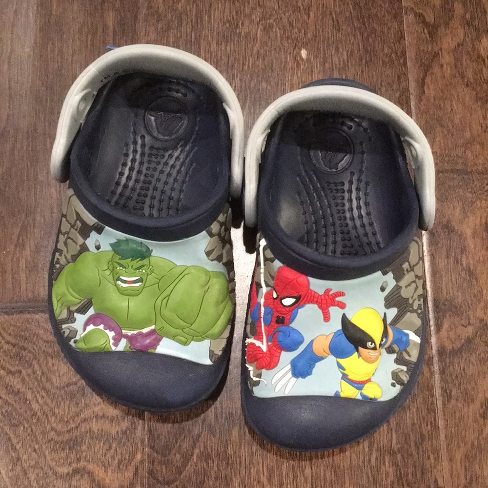 Superhero crocs, size 6/7